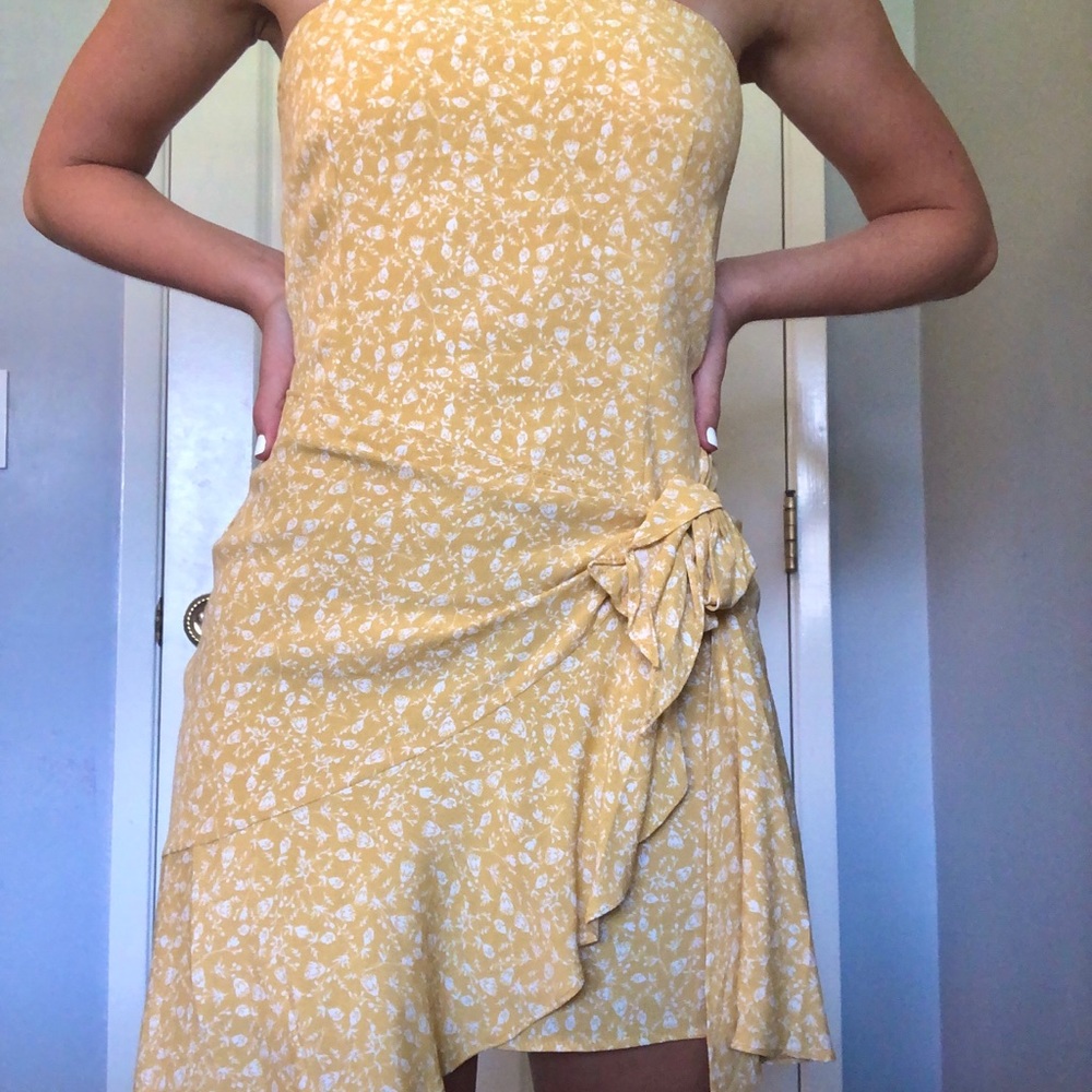 Skylar and Madison Yellow strapless dress